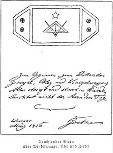 Lysende stjerne over firkant og kompas og bly, 1826